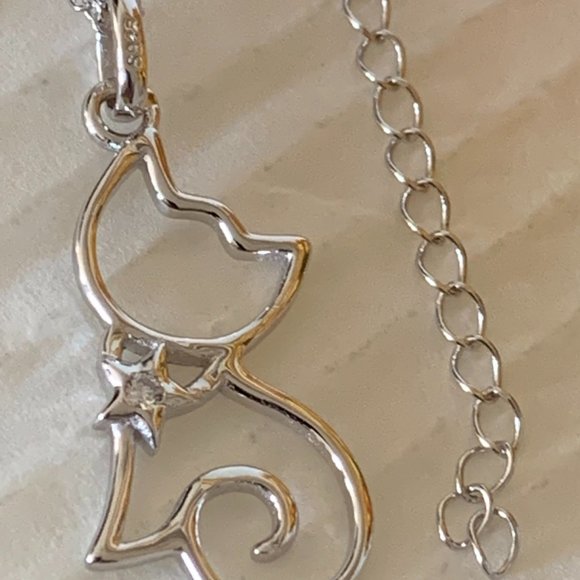 NEW Silver "Cut-out" Kitty Cat Necklace - Picture 8 of 9